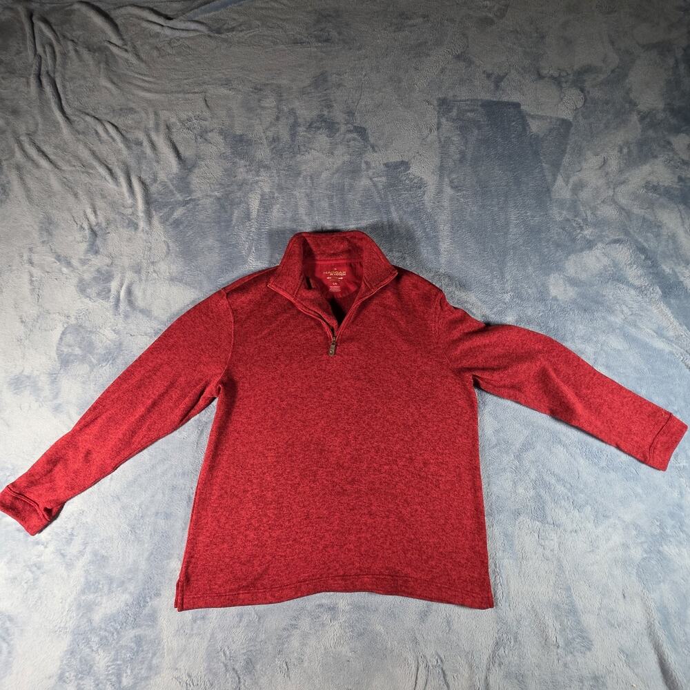 Haggar In Motion Men’s Large Red Heather Quarter Zip Stretch Pullover Sweater